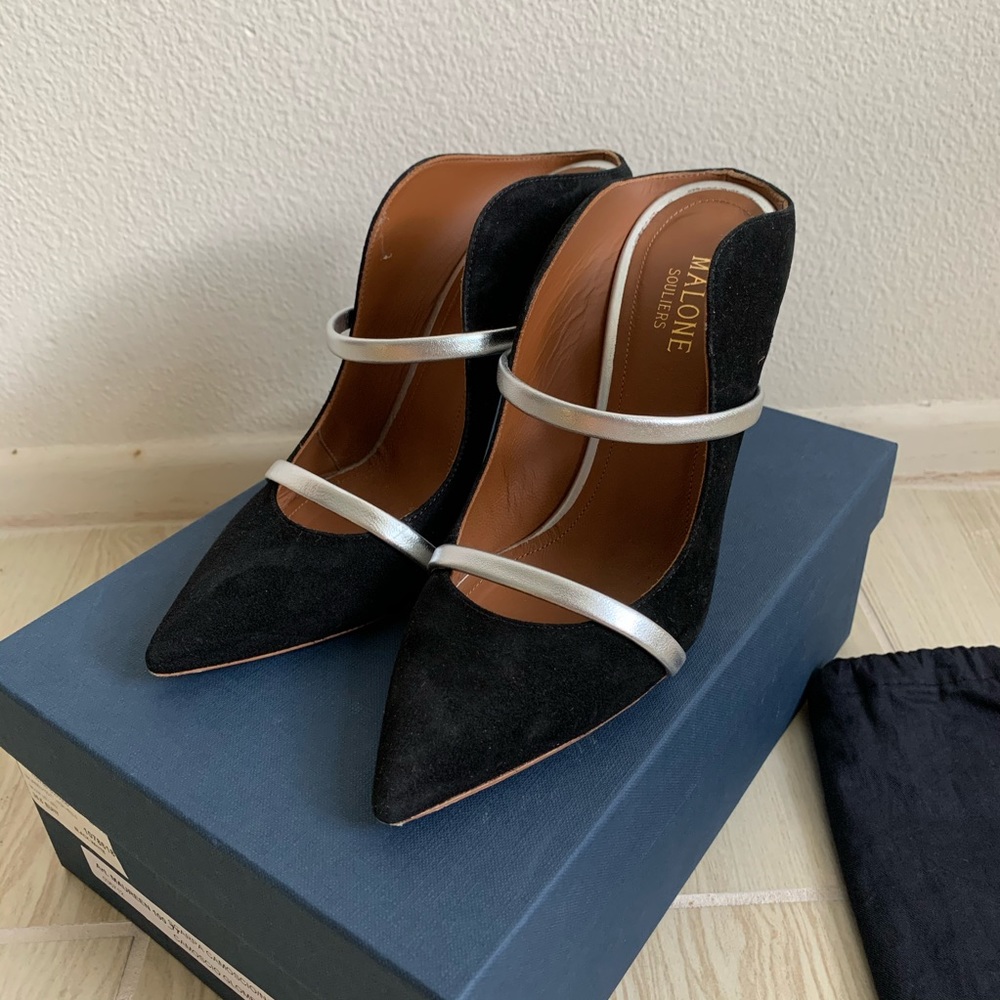 Malone Souliers Black Suede Pumps